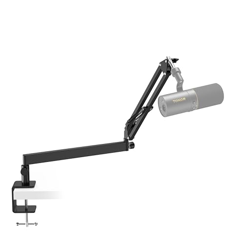 Mikrofon Arm Niedrig Profil, TONOR Low Microphone Boom Arm Auf/Ab voll verstellbar für Gaming Podcasting, Mikrofonarm Ständer Halterung für Hyper X Blue Yeti Rode Elgato Microfono T20LP