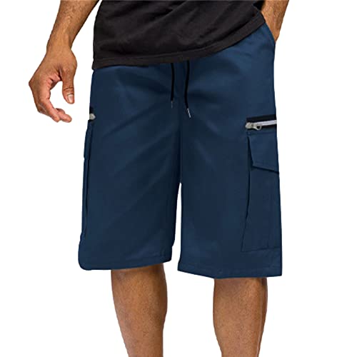 Hehiy Shorts NEU Kurze Hose MIT GÜRTEL Cargo Vintage Short Army Bermuda Jogginghose Herren Kurz Jogginghose Herren Baumwolle Blau Kurze BeinläNge