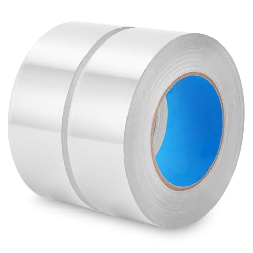 Cexovo Aluminium Klebeband,2 Rollen 50mmx60m Selbstklebendes Alu-Klebeband Metallisches Dichtband Aluband Wasserdichtes- und Hitzebeständiges Band zum Versiegeln Reparieren und Isolieren