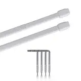 Vitragestangen 2er Pack ausziehbar, 2 Gardinenstangen mit Selbstklebehaken - Befestigung ohne Bohren - (Farbe: weiß, Größe: 60-90cm)