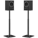 ELIVED Universal Lautsprecherständer höhenverstellbar bis 95cm, Boxenständer mit Glassockel & interner Kabelkanal für Regallautsprecher, 10kg Tragkraf, Schwarz, 1 Paar