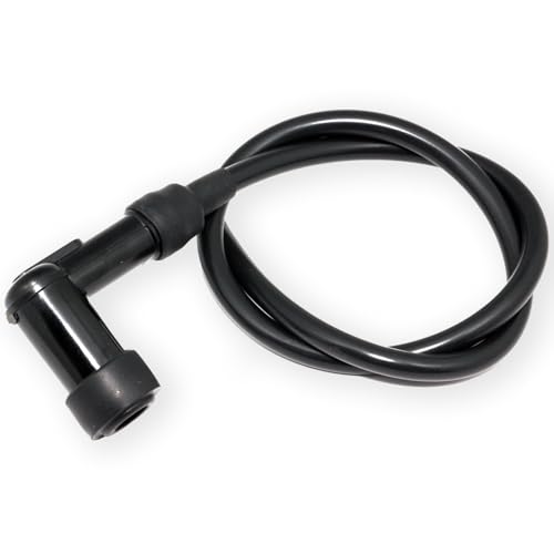 Easyboost Zündkerzenstecker Schwarz Hochspannungszündkerze Kabel 50cm für Roller Vespa Motorrad Aerox Jog-R Stunt Nitro AM6 Derbi Rasenmäher Motorsäge Bürstenschneider Kettensäge