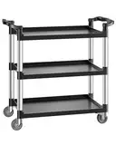 VEVOR Mehrzweckwagen, 226 kg Tragkraft, 3-stufiger Universalwagen aus Kunststoff mit 360° Schwenkrädern (2 mit Bremse), 106x49x98 cm großer Servierwagen für Lager, Büro, Zuhause, Restaurant, Küche
