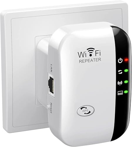 WiFi Extender Booster, WiFi Repeater WLAN Verstärker WiFi Extender bis zu 5000sq.ft Mit Repeater/AP Modus, Long Range Amplifier mit Ethernet Port zu Allen WLAN Geräten, 1-Key Setup, Access Point