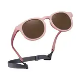 Baby Sonnenbrille,Sonnenbrille Baby Sonnenbrille Kinder Sonnenbrillen,6Monate-3 Jahre Polarisierte Kindersonnenbrille Mit Verstellbar Silikonrahmen Kleinkind,babysonnenbrillen für Jungen/Mädchen(Rosa)