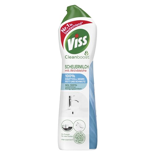 Viss Cleanboost Scheuermilch mit Aktivbleiche effektives Reinigungsmittel 100% kraftvoll gegen Fett und Schmutz mit 100% natürlichen Reinigungspartikeln 500 ml