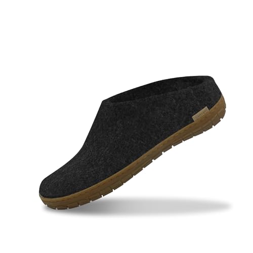Glerups Hausschuhe Herren und Damen Größe 45) | Komfortable Filzpantoffeln mit Gummisohle | Praktische Pantoffeln Damen & Herren | Hausschuh aus reiner Naturwolle | Comfortable Slippers Women & Men