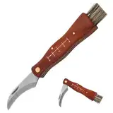 Catime Pilzmesser mit Bürste, Gartenmesser, Klappbares Kleines Taschenmesser, Outdoor Messer mit Holzgriff, Folding Small Pocket Knife, Klappmesser für Pilzesammeln, Schwammerlmesser mit Pinsel