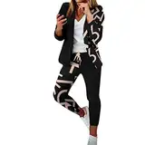 Pamqsen Elegante 2-teilige Hosenanzüge, Blazer und Hose, Business-formelle Arbeitsanzüge für Frauen, Büroarbeits-Outfits