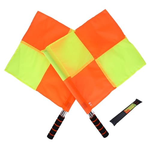 Linienrichter Fahne Set,Wytino Schiedsrichter-Flagge, 2pcs Fußball-Fußball-Schiedsrichter-Flaggen mit Aufbewahrungstasche für Sportmatch-Fußball-Fußball-Hockey-Training