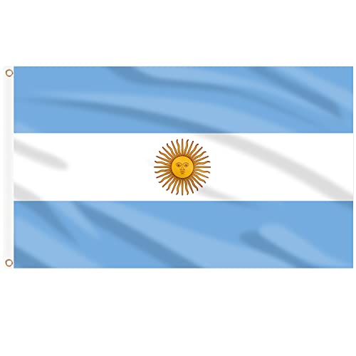 AhfuLife Argentinien Flagge 150 x 90 cm, 1 Stück Argentina Fahne Leuchtenden Farben mit Messing-Ösen, Argentina Fahne für 2024 Fußball WM Olympische Nationaltag Straße Party Bar Deko