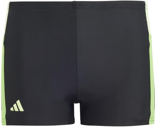 adidas Boy's Colourblock 3-Stripes Swim Boxers Badeanzug, Black/Green Spark/Lucid Lime, 11-12 Years