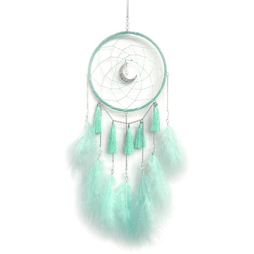 Energather Traumfänger, Handgewobene Traumfänger, Ästhetische Feder-Traumfänger für Schlafzimmer, Büro, Wohnzimmer (Green)