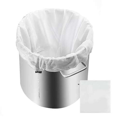 Filter Braubeutel Extra Großer 46x40cm, Siebbeutel für Heimbrauen Wiederverwendbare, Wein Filterbeutel 45 Mesh, Brew Bag Filter mit Kordelzug, Brühbeutel Filter für Wein, Bier, Kuchen, Braukörner