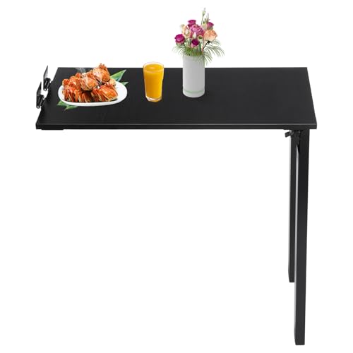NoneDanGee Wandmontierter Klapptisch Wohnwagen-Esszimmertisch, Wandklapptisch mit Zwei Tischbeine, Kleiner Schreibtisch Wand Esstisch für Esszimmer, Schlafzimmer, Wohnzimmer, 75x40x74cm (Schwarz)