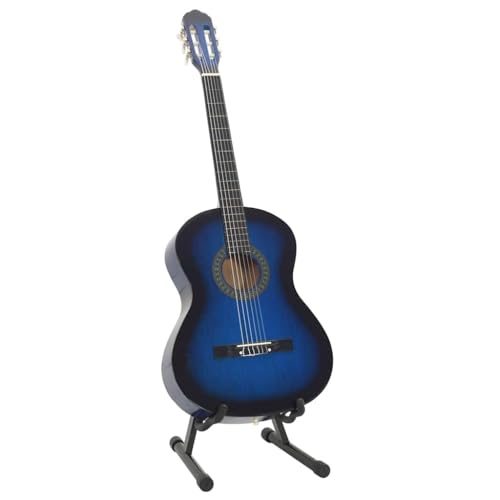 Klassikgitarre Set für Anfänger, 4/4 39 Zoll blau, 12-tlg. Komplettset mit Tasche, Stimmgerät & Zubehör, ideal für Einsteiger & Musikliebhaber