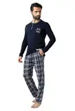 Neti Herren Schlafanzug lang Pyjama Nachtanzug100% Baumwolle M-XXL (DE/NL/SE/PL, Alphanumerisch, XL, Regular, Regular, PM00086-4 Navy)