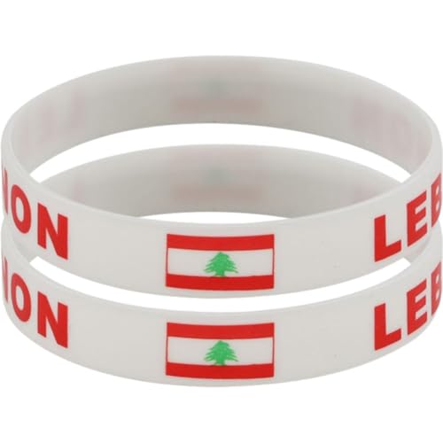 Muteitt Armbänder Libanon-Flagge, 2 Stück, Armbänder Libanesischer Flagge Für Damen Und Herren, Elastische Silikon-armbänder Libanon-Flagge, Gummiarmbänder Als Geschenk