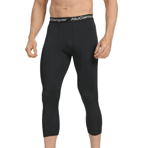 NuCamper Kompressionshose Herren 3/4,Laufende Atmungsaktiv Funktionsunterhose Leggings Sport Kompressionss Tights Basisschicht Schnell Trocknende Hose für Basketball Fitnesss Athletisches