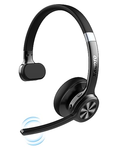 SANOTO Bluetooth Headset mit Mikrofon | Wireless headset mit Geräuschunterdrückung, 30 Stunden Anrufe, PC Headset Bluetooth V5.2 für Callcenter, Büro, Zoom, Microsoft