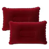 GXGM 2 Stück 34 * 22CM Kissen aufblasbar,nackenkissen aufblasbar,Aufblasbares kopfkissen,Aufblasbares Kissen Camping Reisekissen Luftkissen Kopfkissen, Nackenkissen Strandkissen(Rot)