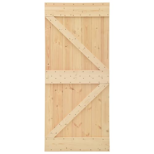 vidaXL Kiefernholz Massiv Tür Rustikal Holzschiebetür Holztür Schiebetürsystem Schiebetürbeschlag Zimmertür Innentür Schiebetür 90x210cm