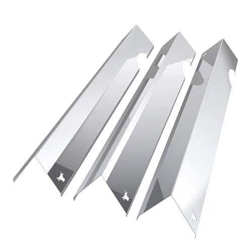 tuning-art GA32 Gasgrill Brennerabdeckung Edelstahl kompatibel mit Weber Genesis 2 200er Gasgrills | Brennerschutz | Passgenau, Farbe:3er Set Chrom Bulle