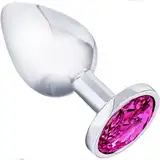 Anal Plug für Frauen – Edelstahl Butt Plug mit Rosa Diamant – 7,2 cm Länge, 2,7 cm Durchmesser – Mini Analplug für Anfänger – FOPS A20-1 (S)