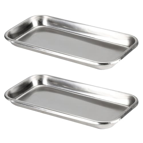 WeddHuis 2 pcs Edelstahl Dental Trays quadratisches Tablett rostfreies medizinisches Tablett für Laborgeräte