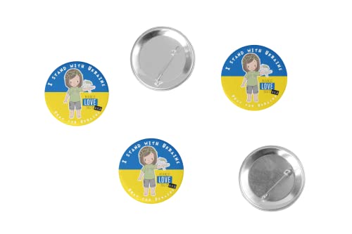 Set Buttons Ukraine Abzeichenbroschen Kinder Mädchen mit Friedenstaube 59mm Ansteck-Pin Kleidung Korb (Mädchen 10er-Set)