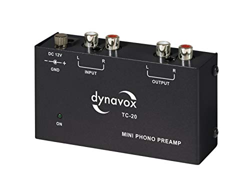 Dynavox TC-20 Phono-Vorverstärker, kompaktes Metall-Gehäuse, für Plattenspieler mit MM-Abtast-Systemen, schwarz