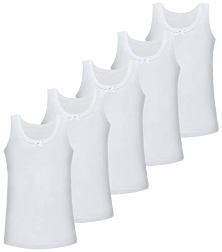 LOREZA ® 5er Pack Mädchen Unterhemd 100% Baumwolle Tank Top (140-146 (10-11Jahre)) Breite Träger