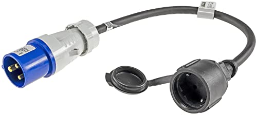 CEE Kabel Adapter Stecker auf Schutzkontakt-Kupplung 35cm IP44 spritzwassergeschützt I H07RN-F 3G2,5 I 230V / 16A 3-polig I 3.500W für Camping, Caravan und Wohnwagen