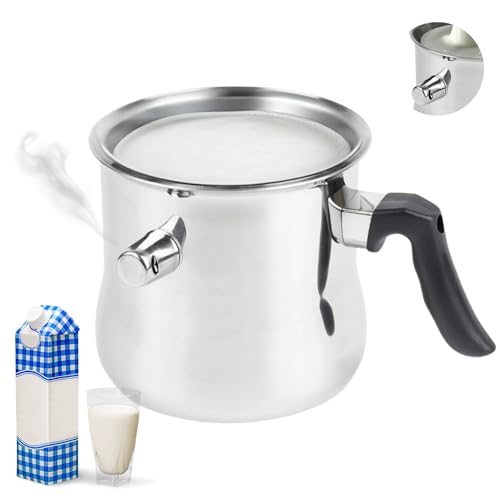 1,5L Milchtopf Simmertopf Edelstahl Kochtopf Wasserbad Simmerntopf Wasserbad mit Flötenkessel Funktion Milchkochtopf Edelstahltopf