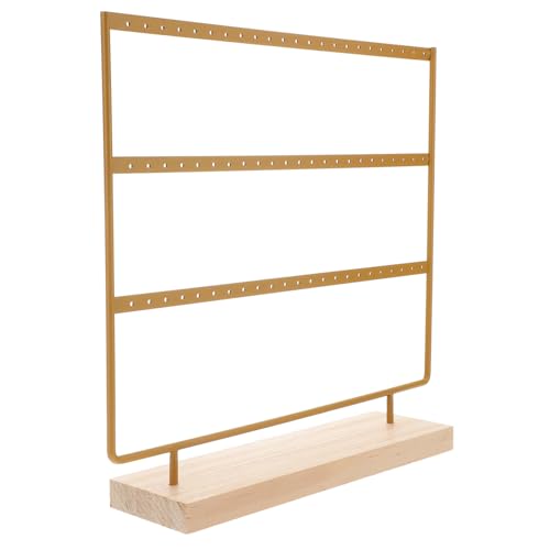 Healeved 1Stück Schmuckständer Mit Holzfuß Stöckiger Ohrringhalter Für Schmuckpräsentation Für Zuhause Oder Schmuckgeschäfte Goldfarben