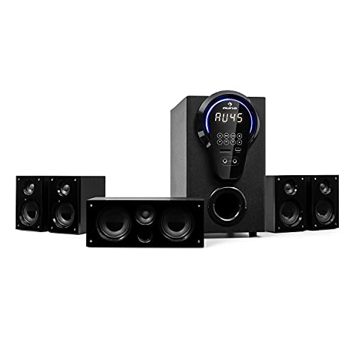 auna Areal 525 5.1 Soundsystem, Heimkinosystem, 5.1 Heimkinosystem, RMS, Subwoofer, 4 oder 5 Satellit, AUX-Eingang, Heimkino mit 125 Watt, schwarz