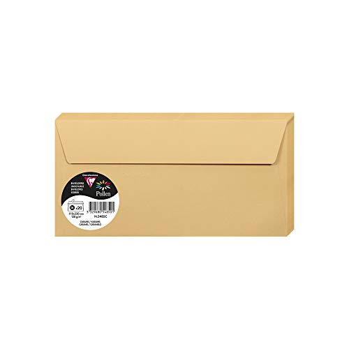 Clairefontaine 5485C - Packung mit 20 Umschläge Pollen, Format DL, 110 x 220 mm, 120g, ideal für Einladungen und Korrespondenz, Karamel, 1 Pack