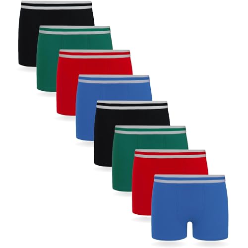 FM London Jungen Hipster Boxershorts (8er Pack) Boxer Shorts, Klassisch Sortiert, 7-8 Jahre EU