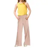 Mädchen Hose Sommer Baggy Weites Bein Leinenhose Lässige Baumwolle Leinen Stoffhose Freizeithose Leichte Sommerhose Strandhose Bequeme Palazzo Hose und Taschen (Pink, 12-13 Years)