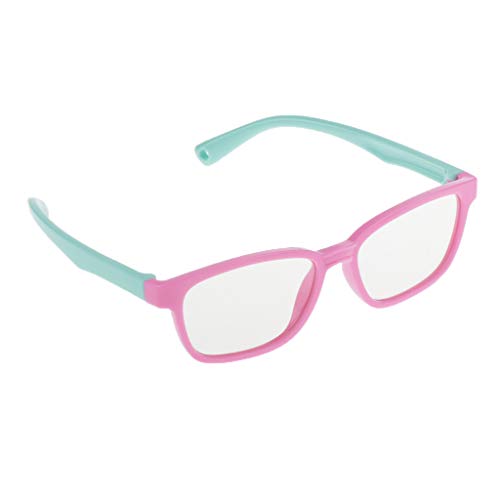 Hellery Stilvolle Kinderbrille Blau Blockierende Kinderbrille mit Weichem Silikonrahmen - Rosa + Grün