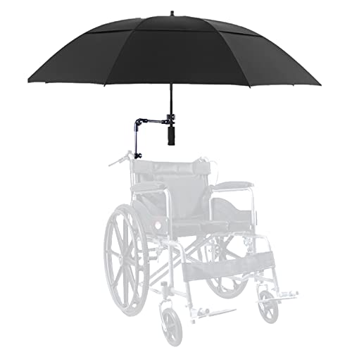 SXLIGHT Rollstuhl-Sonnenschirm-Markisen-Regenschirm, Sonnenschutz-Regenschutz, UV-beständiger Schutz, Elektrischer Rollstuhl-Überdachungs-Schirmständer Für Die Meisten Rollstühle, Schwarz
