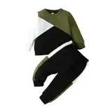 Fnaobai Kleinkind kleiner Junge Sweatshirt Hose Outfits Set Kleinkind Farbe Blockierung Herbst lange Ärmel Tops Winter Trainingsanzug Kleidung