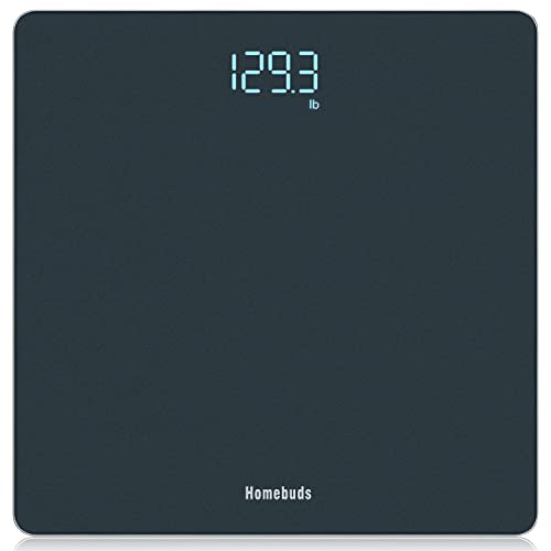 Homebuds Personenwaage Digital Körperwaage, Schwerpunkt Waage Seit 2001, kristallklare LED und Step-on, inklusive Batterien, 180 kg/400 lb, Blau