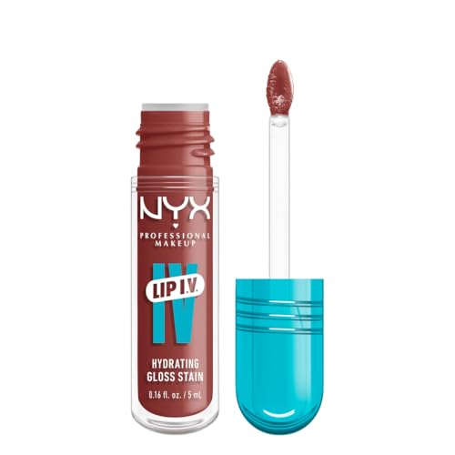 NYX Professional Makeup Feuchtigkeitsspendender Lipgloss und Lip Stain, Bis zu 12 Stunden Pflege, Lip IV Hydrating Gloss Stain, Farbe: Hydra-Honey