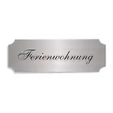 Silberfarbenes Schild FERIENWOHNUNG - ca. 15 x 5 cm - selbstklebend wetterfest
