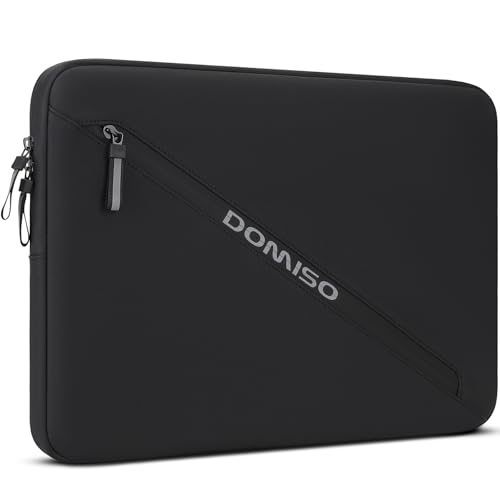 DOMISO 15,6 Zoll Laptop Hülle Tasche Laptoptasche Schutzhülle Wasserdicht Laptophülle Sleeve Case mit Gedruckte Buchstaben für MacBook, HP, Dell, Asus Notebook, Schwarz