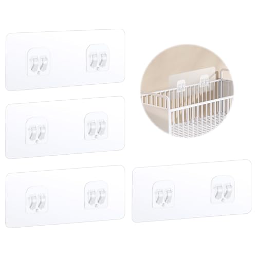 Dusch Klebehaken 4 Stück Acryl Selbstklebender Handtuchhaken Shower Caddy Adhesive Hooks Klebende Aufkleber Haken, Duschregal Klebehaken, Duschregal Haken Transpare für Duschablage Seifenschale Korb