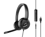 Speedlink METIS USB Stereo-Headset – leichtes Headset kabelgebunden mit Mikrofon und Kabelfernbedienung, USB-A- und 3,5 mm-Klinkenanschluss, Büro und Home-Office, Aufbewahrungstasche, schwarz