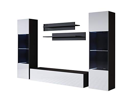MB Muebles Bonitos | Möbelkombination (1,6m) – Glänzendes Melamin Weiß – Luke 1A