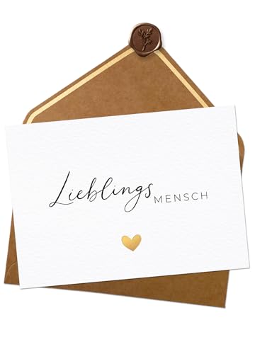 Joli Coon Lieblingsmensch Karte - Lieblingsmensch Geschenk - A6 mit Naturkuvert und Wachssiegel